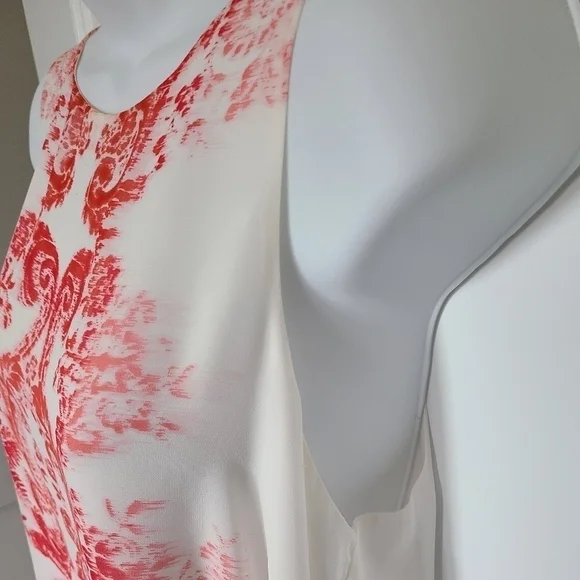 MAX STUDIO Mid Length Sheer Abstract Print White & Red Sleeveless Dress Size Med - Picture 6 of 10